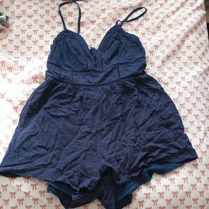 Altar'd State Deep Blue Lace Trim Chemise